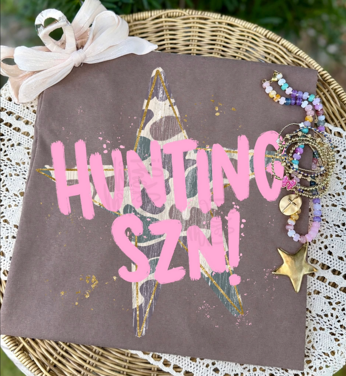 Hunting SZN Camo Star Graphic Tee + Sweatshirt