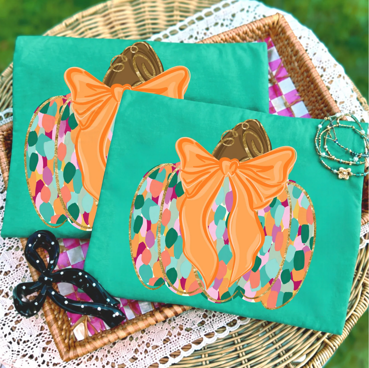 Colorful Bow Pumpkin