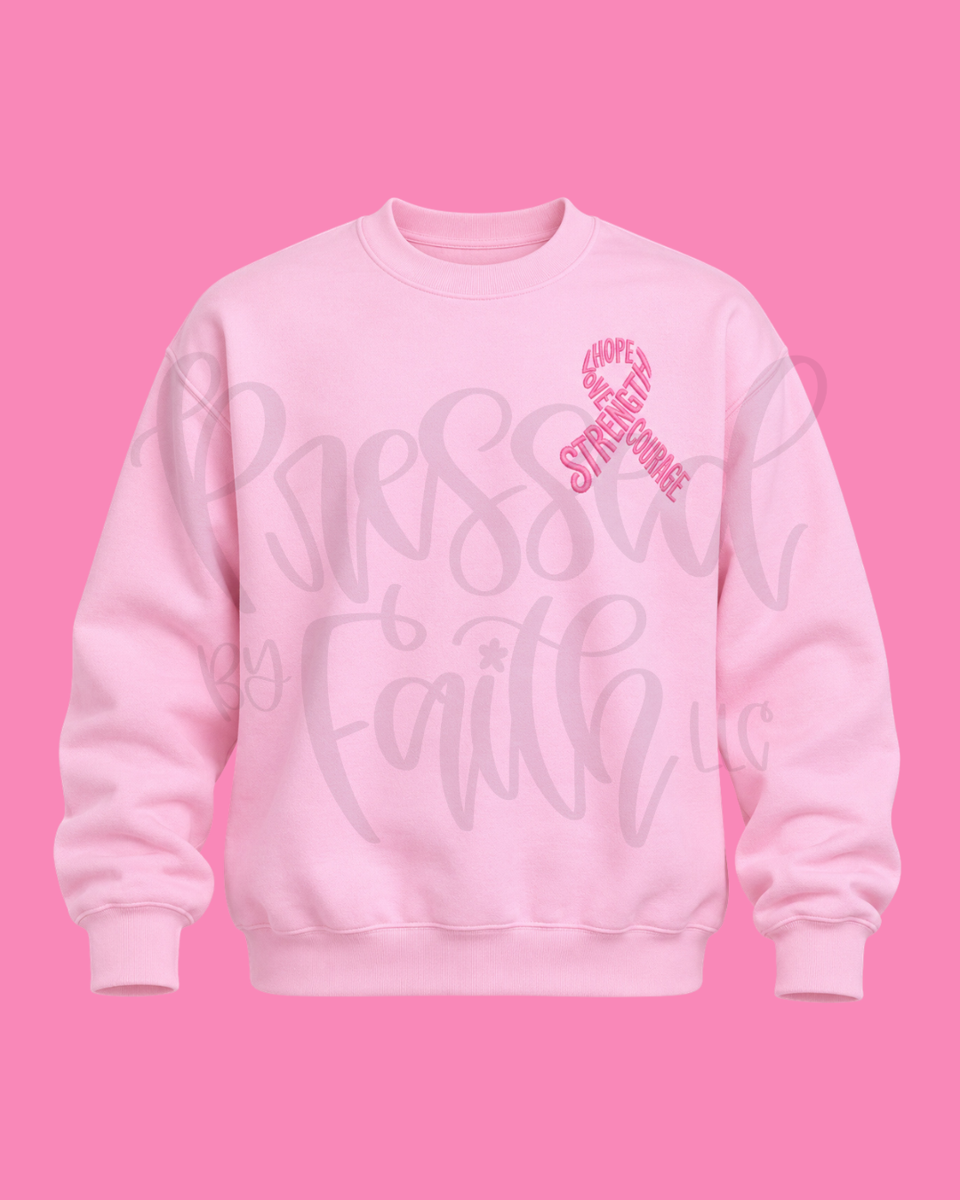 Embroidered Breast Cancer Awareness Tee & Crewneck | Pink Ribbon Collection
