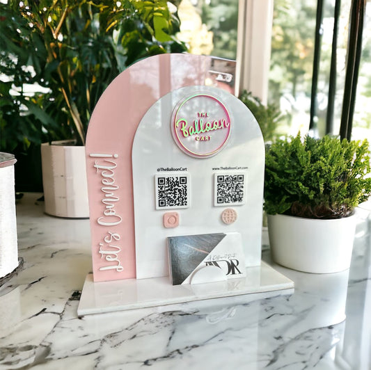 Custom Acrylic QR Code Business Display Sign with Business Card Holder