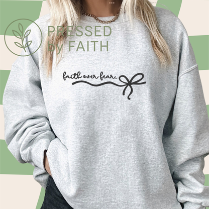 Embroidered Bow Script Faith Crewnecks