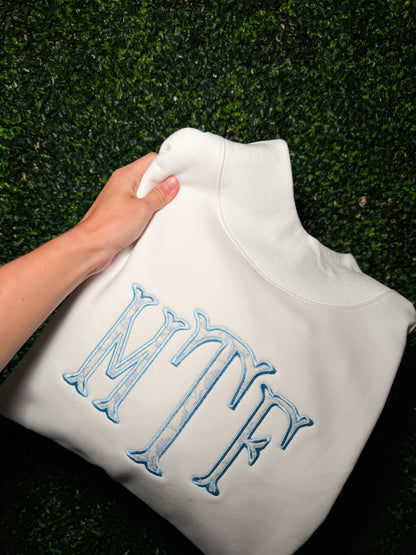 Fishtail Monogram Embroidered Sweatshirt | Custom Initials | Personalized Crewneck | Appliqué Embroidery