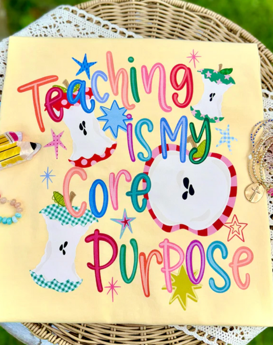 Teaching Is My Core Purpose Shirt | Christian Teacher Shirt | Apple Teacher Tee