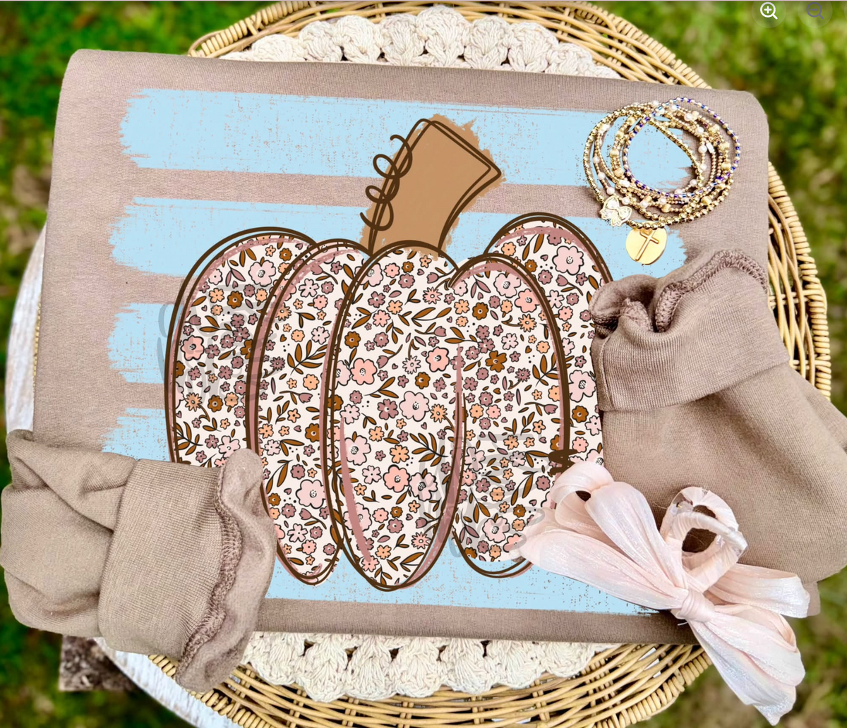 Floral Pumpkin Graphic Tee + Sweatshirt