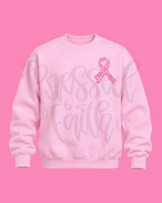 Embroidered Breast Cancer Awareness Tee & Crewneck | Pink Ribbon Collection