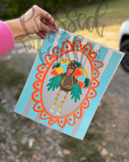 Funky Retro Turkey Thanksgiving Graphic Tee 🦃🧡